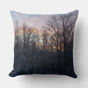 Winter Sunrise I Pastel Nature Landscape Cushion
