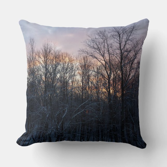 Winter Sunrise I Pastel Nature Landscape Cushion (Front)