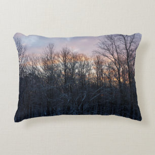 Winter Sunrise I Pastel Nature Landscape Decorative Cushion