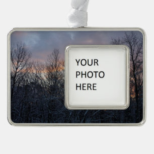 Winter Sunrise I Pastel Nature Landscape Silver Plated Framed Ornament