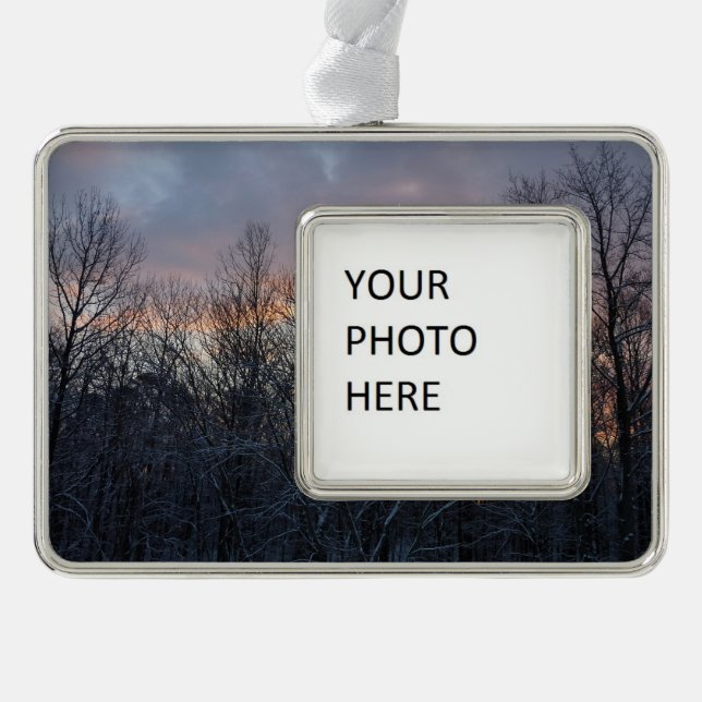 Winter Sunrise I Pastel Nature Landscape Silver Plated Framed Ornament (Front)