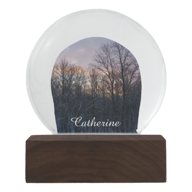 Winter Sunrise I Pastel Nature Landscape Snow Globe (Front)