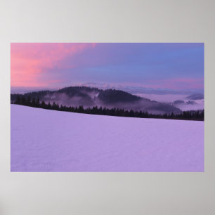 Winter sunrise in Pieniny mountains Poster