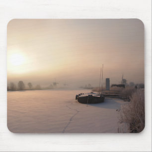 Winter sunrise in the Netherlands mousepad