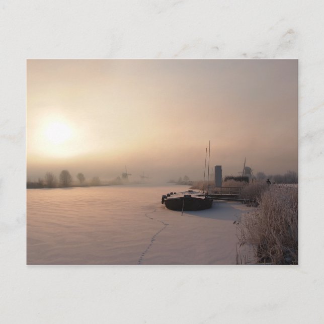 Winter sunrise in the Netherlands postcard (Front)