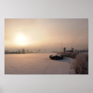 Winter sunrise in the Netherlands poster