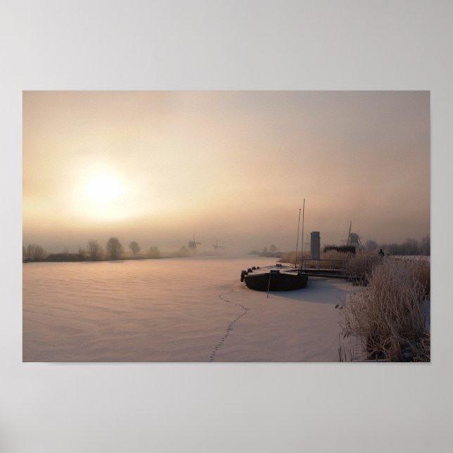 Winter sunrise in the Netherlands poster (Front)