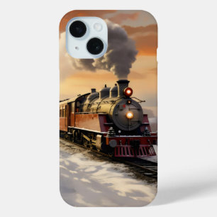 Winter Sunset and Train iPhone 15 Case