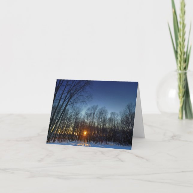 Winter sunset blank notecard.  thank you card (Front)