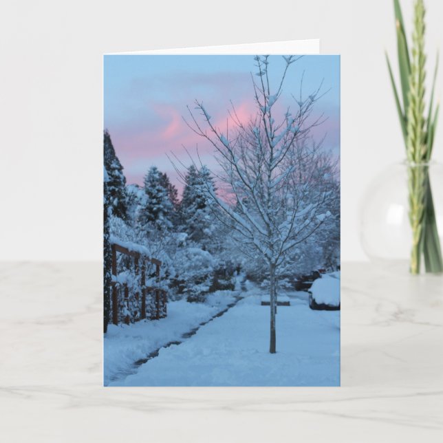 Winter Sunset Blank Thank You Card (Front)