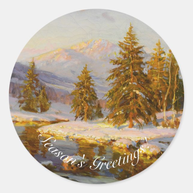Winter Sunset by Constantin Westchiloff Art Classic Round Sticker (Front)