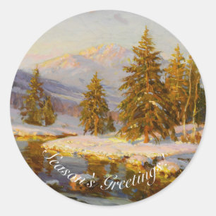 Winter Sunset by Constantin Westchiloff Art Classic Round Sticker