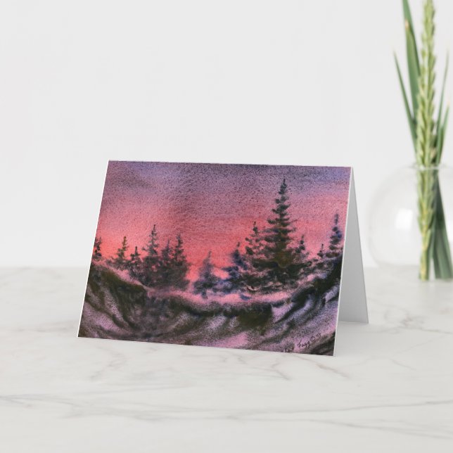 "Winter Sunset" Country Road Greeting Card (Front)