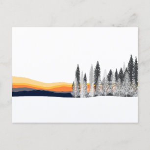 Winter Sunset Forest Silhouette Postcard