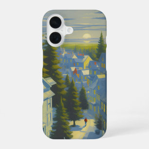 Winter Sunset in a Cosy Village iPhone 16 Case