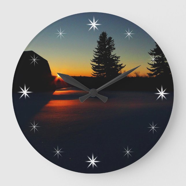 Winter Sunset  Large Clock (Front)
