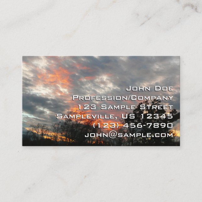 Winter Sunset Nature Landscape Photography Business Card (Front)