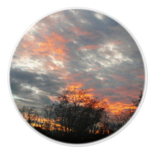 Winter Sunset Nature Landscape Photography Ceramic Knob