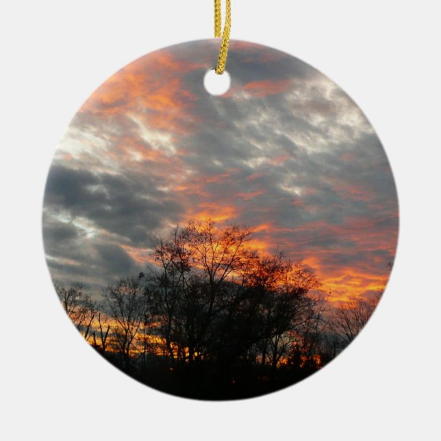 Winter Sunset Nature Landscape Photography Ceramic Tree Decoration (Front)