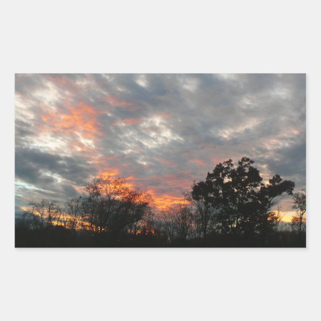 Winter Sunset Nature Landscape Photography Rectangular Sticker (Front)