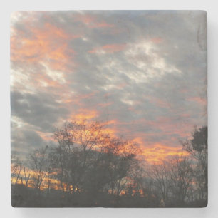 Winter Sunset Nature Landscape Photography Stone Coaster