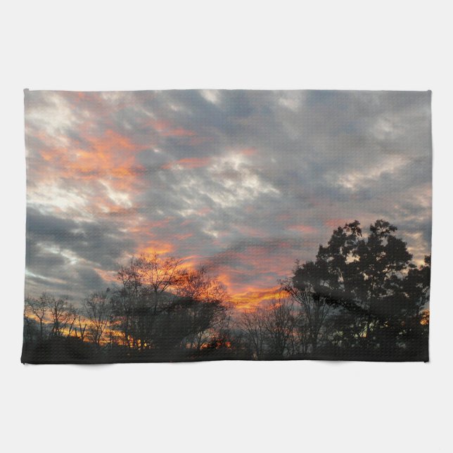 Winter Sunset Nature Landscape Photography Tea Towel (Horizontal)