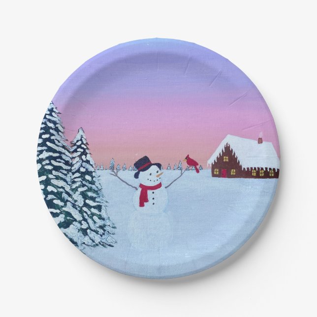 winter sunset paper plate (Front)