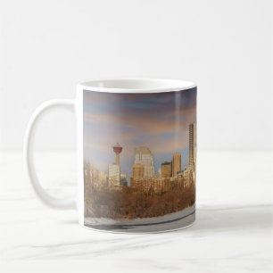 Winter Sunset Scene At Calgary Skyline Coffee Mug