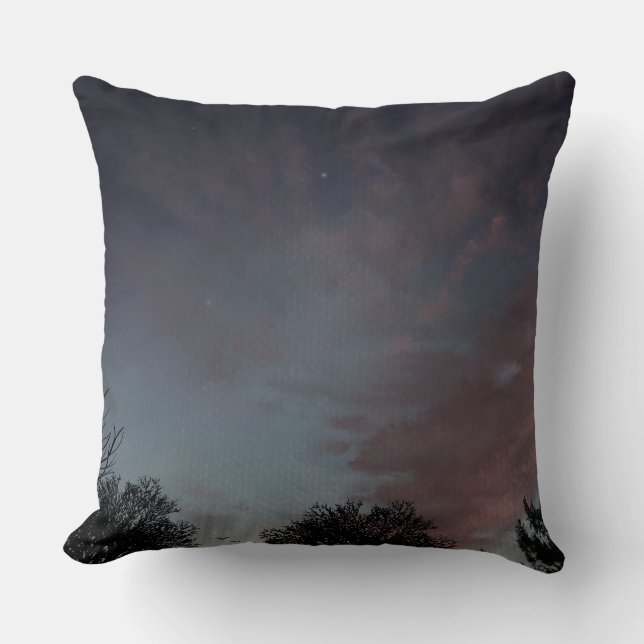 Winter sunset sky with stars cushion (Front)
