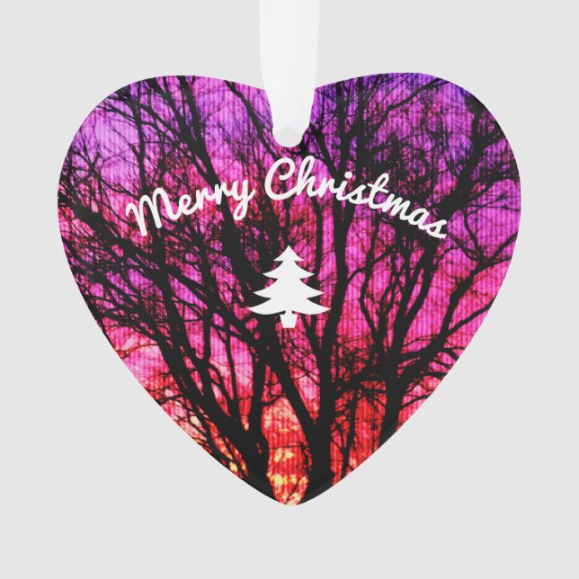 Winter Sunset Tree- Christmas Tree Ornament (Front)