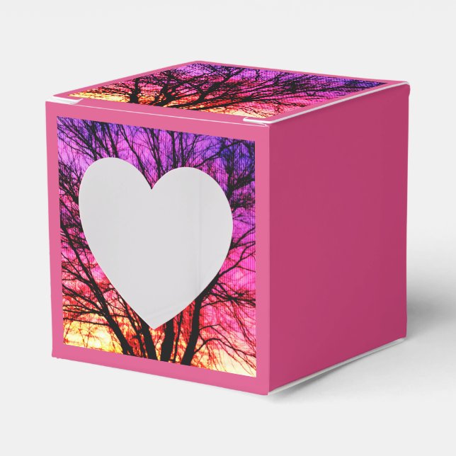 Winter Sunset Tree - Pink Favour Box (Front Side)