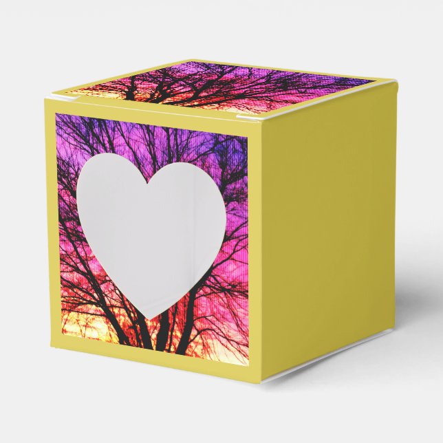 Winter Sunset Tree - Yellow Favour Box (Front Side)