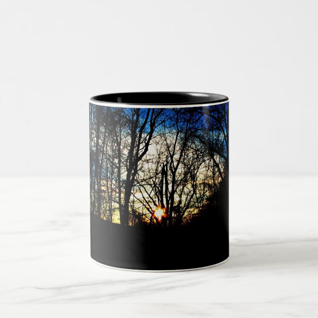 Winter sunset Two-Tone coffee mug (Center)