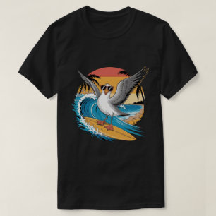Winter Surfer Seagull, Funny Seagull Surfing T-Shirt