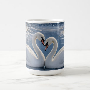 Winter Swan Christmas, Moonlit Lake Holiday design Coffee Mug