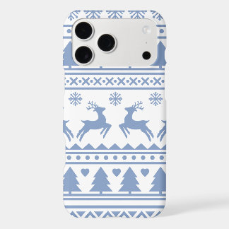 Winter Sweater Pattern Blue iPhone 17 Pro Max Case