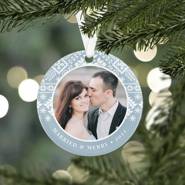 Winter Sweater Pattern | Wedding Photo Ornament (Creator Uploaded)