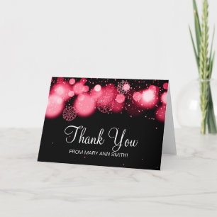 Winter Sweet 16 Thank You Red Bokeh Lights Card