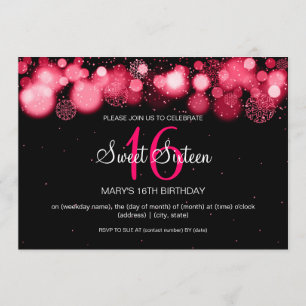 Winter Sweet Sixteen Birthday Party Red Invitation
