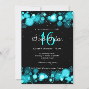 Winter Sweet Sixteen Birthday Party Turquoise Invitation