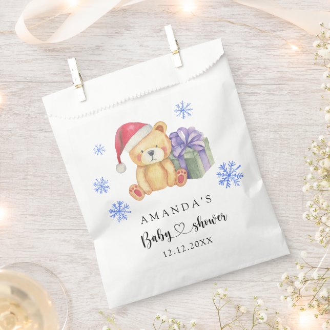 Winter teddy bear Baby Shower Favour Bags (Clipped)
