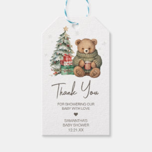 Winter Teddy Bear Baby Shower Favour Tags