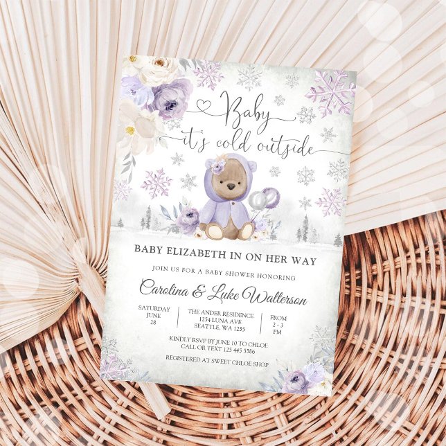 Winter Teddy Bear Baby Shower Invitation (Creator Uploaded)