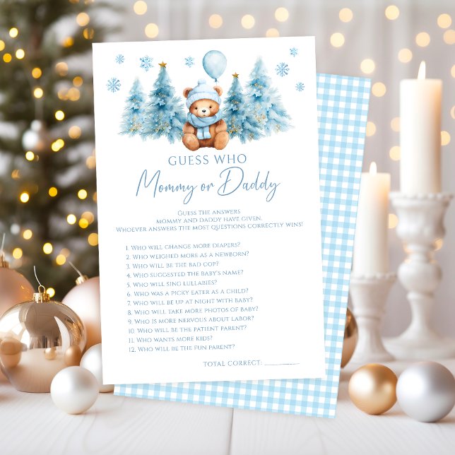 Winter Teddy Bear Baby Shower Mummy or Daddy Game (Creator Uploaded)