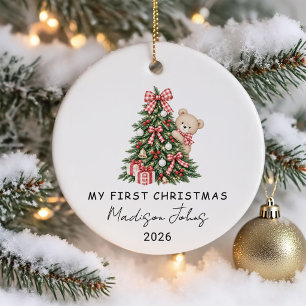 Winter Teddy Bear Baby's First Christmas Ceramic Tree Decoration