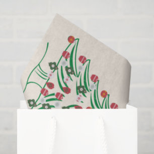Winter Teddy Bear Christmas Tree Vintage Christmas Tissue Paper