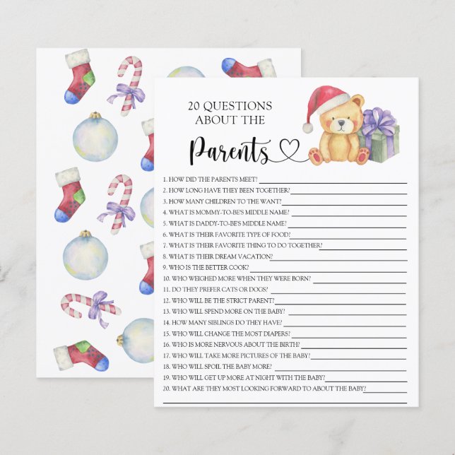 Winter teddy bear - games about the parents (Front/Back)