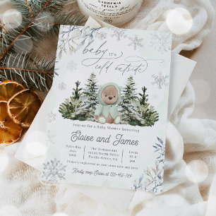 Winter Teddy Bear Gender Neutral Baby Shower Invitation