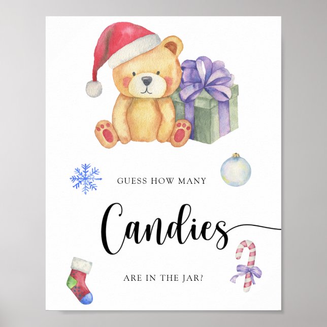 Winter Teddy Bear - guess how many candies Poster (Front)