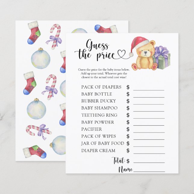 Winter teddy bear - Guess the price! Game (Front/Back)